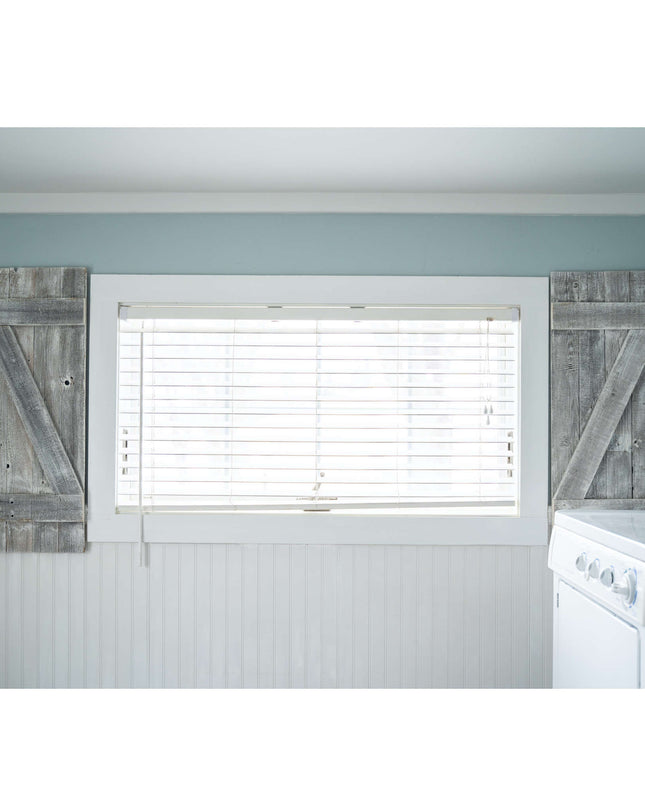 Set Of Two Rustic Weathered Grey Wood Decorative Window Shutters