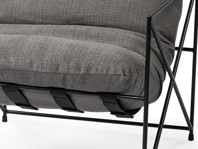 30" Gray and Black Linen Lounge Chair