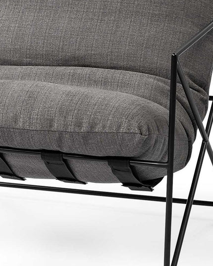 30" Gray and Black Linen Lounge Chair