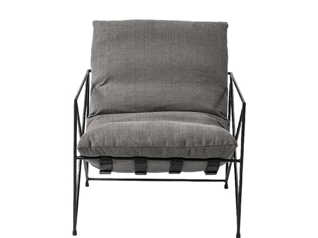 30" Gray and Black Linen Lounge Chair