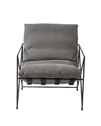 30" Gray and Black Linen Lounge Chair