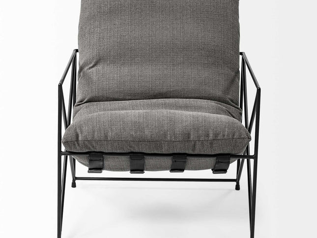 30" Gray and Black Linen Lounge Chair