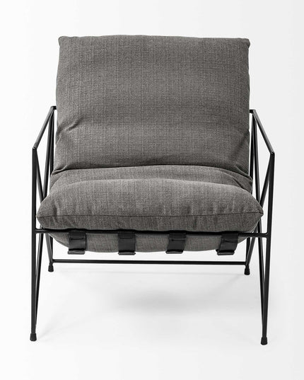 30" Gray and Black Linen Lounge Chair