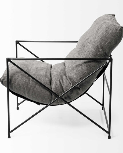 30" Gray and Black Linen Lounge Chair