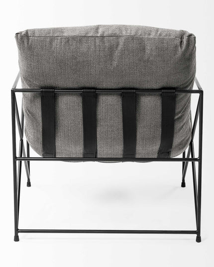 30" Gray and Black Linen Lounge Chair