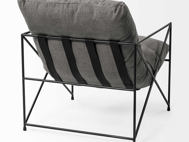 30" Gray and Black Linen Lounge Chair