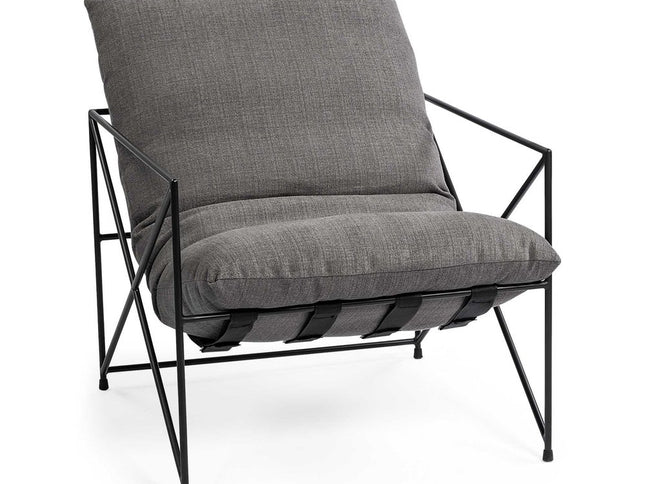30" Gray and Black Linen Lounge Chair