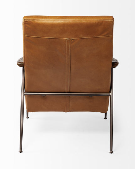 37" Tan and Black Faux Leather Tufted Lounge Chair