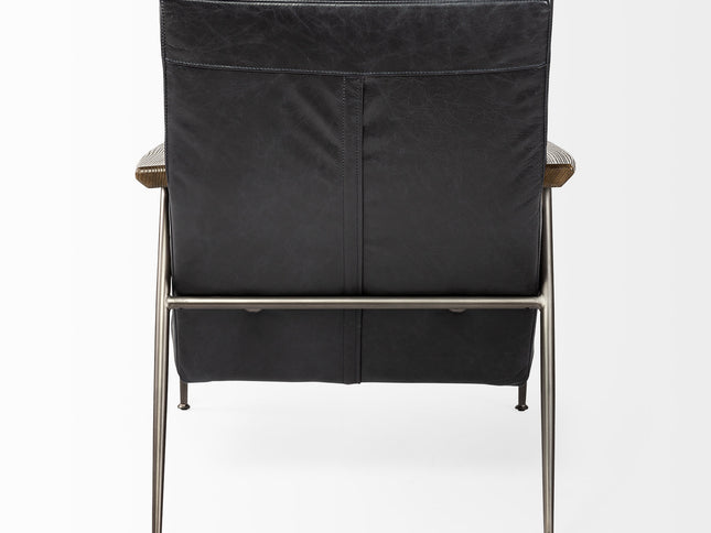 37" Black And Brown Faux Leather Lounge Chair