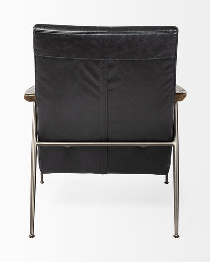 37" Black And Brown Faux Leather Lounge Chair