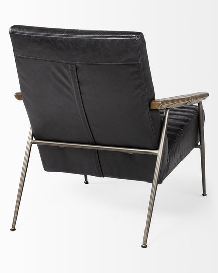 37" Black And Brown Faux Leather Lounge Chair