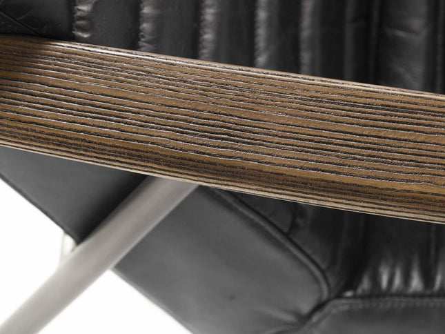 37" Black And Brown Faux Leather Lounge Chair