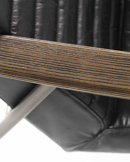 37" Black And Brown Faux Leather Lounge Chair