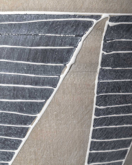 15" Brown And Gray Geometric Cylinder Ceramic Table Vase