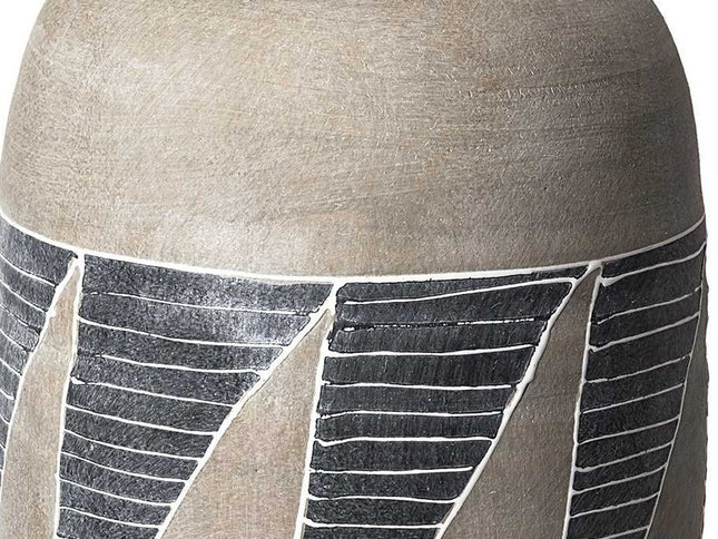 15" Brown And Gray Geometric Cylinder Ceramic Table Vase