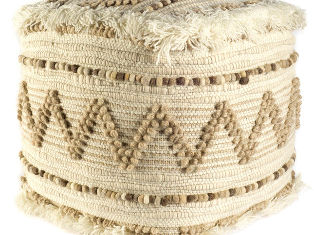 18" Beige Geometric Cube Ottoman