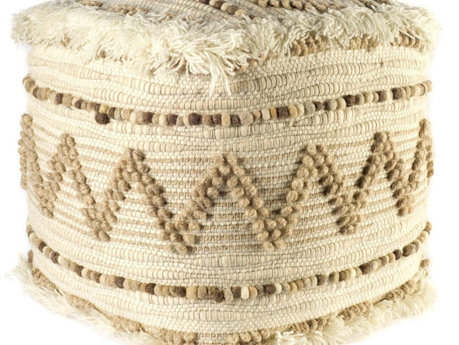 18" Beige Geometric Cube Ottoman