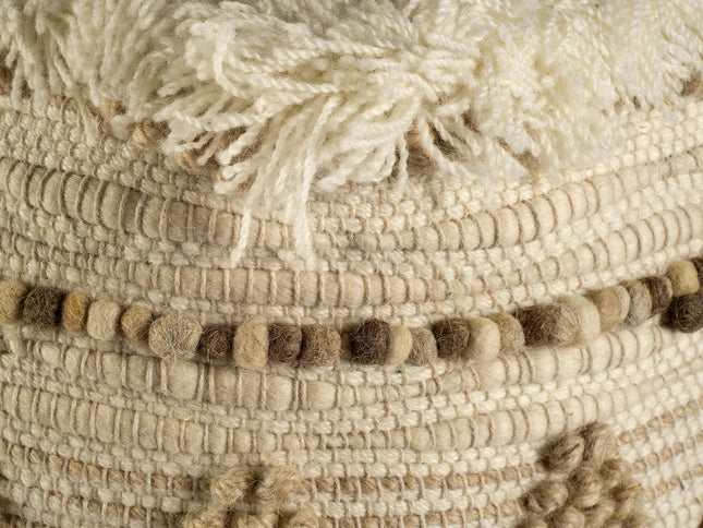 18" Beige Geometric Cube Ottoman