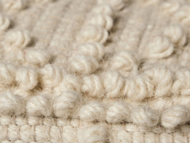 18" Ivory Wool Knubby Geometric Cube Pouf Ottoman