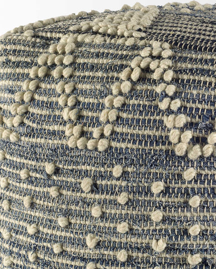 18" Blue Geometric Pouf Ottoman
