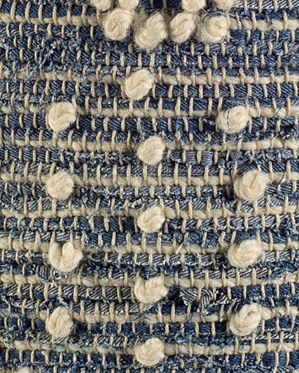 18" Blue Geometric Pouf Ottoman