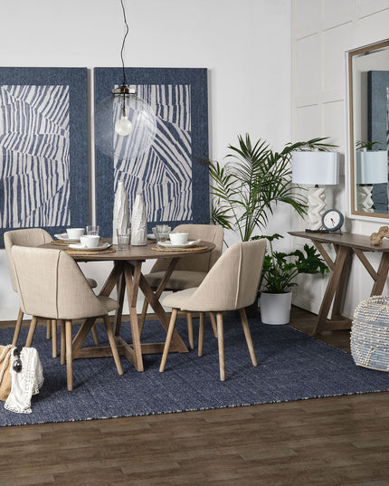 18" Blue Geometric Pouf Ottoman