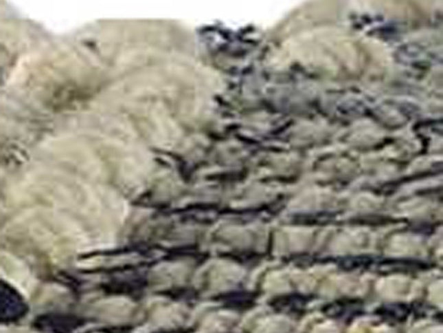 18" Blue Geometric Pouf Ottoman