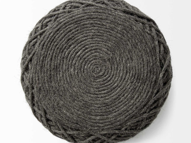 16" Gray Upholstery Cylinder Abstract Pouf Ottoman