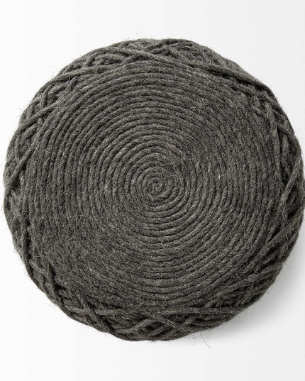 16" Gray Upholstery Cylinder Abstract Pouf Ottoman