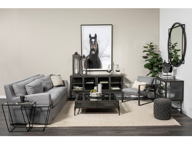 16" Gray Upholstery Cylinder Abstract Pouf Ottoman