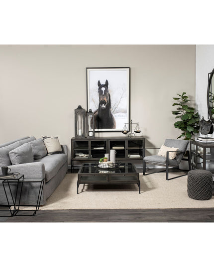 16" Gray Upholstery Cylinder Abstract Pouf Ottoman