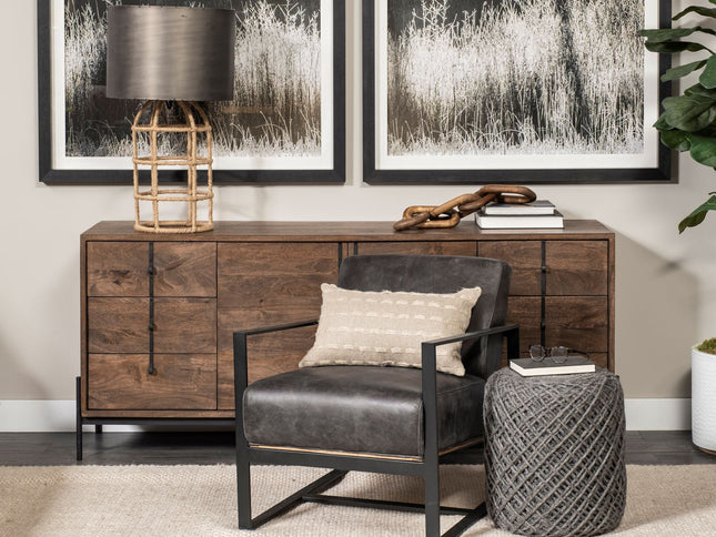 16" Gray Upholstery Cylinder Abstract Pouf Ottoman