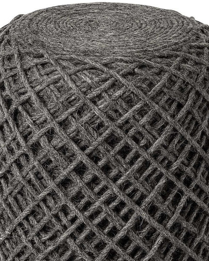 16" Gray Upholstery Cylinder Abstract Pouf Ottoman