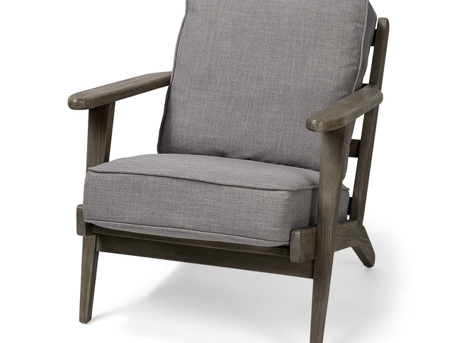 31" Gray and Brown Fabric Lounge Chair