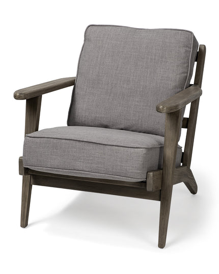 31" Gray and Brown Fabric Lounge Chair