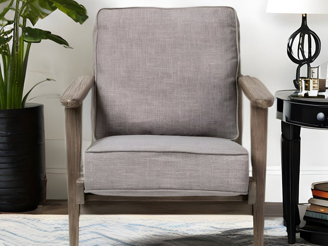 31" Gray and Brown Fabric Lounge Chair
