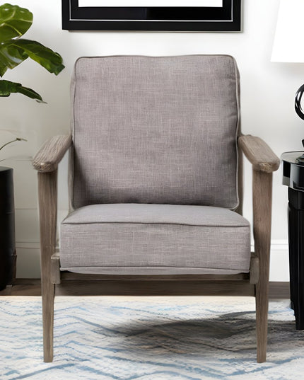 31" Gray and Brown Fabric Lounge Chair