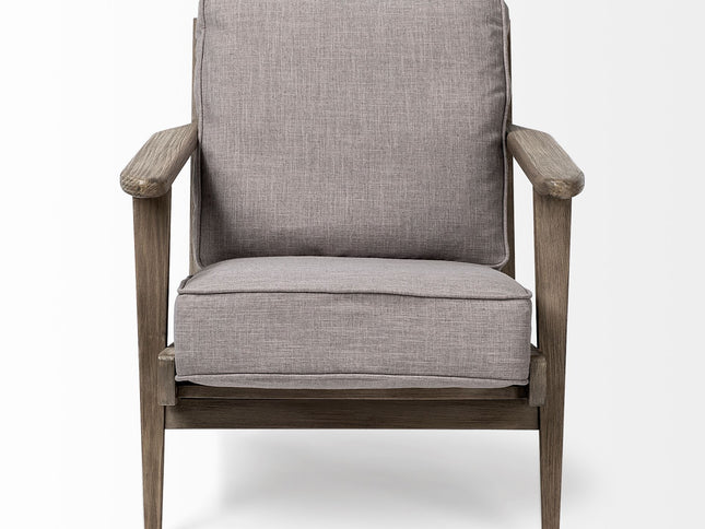 31" Gray and Brown Fabric Lounge Chair