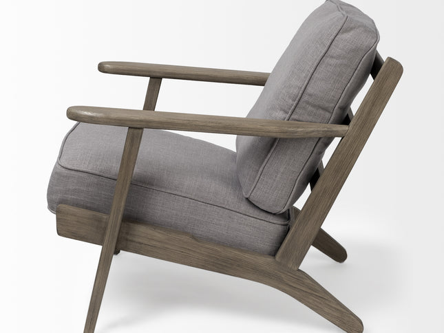 31" Gray and Brown Fabric Lounge Chair