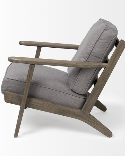 31" Gray and Brown Fabric Lounge Chair