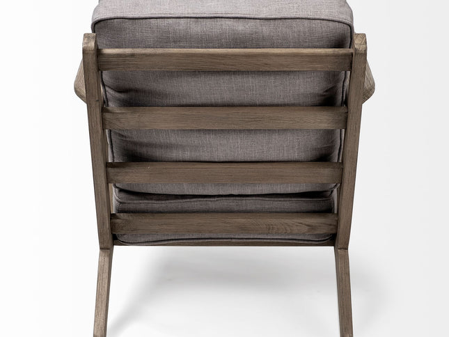 31" Gray and Brown Fabric Lounge Chair