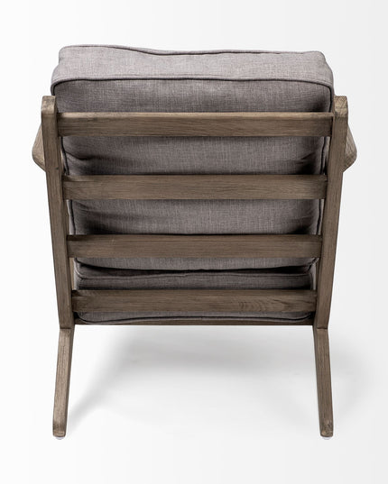 31" Gray and Brown Fabric Lounge Chair