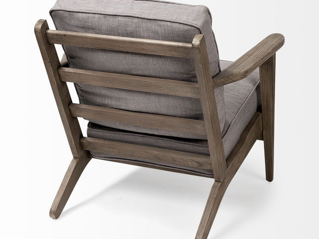 31" Gray and Brown Fabric Lounge Chair