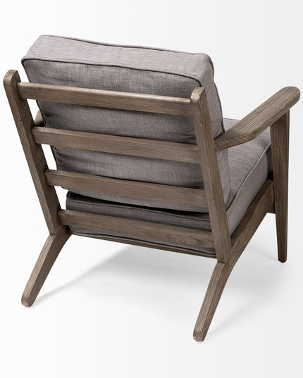 31" Gray and Brown Fabric Lounge Chair