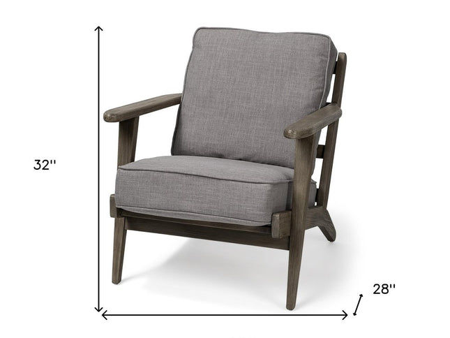 31" Gray and Brown Fabric Lounge Chair