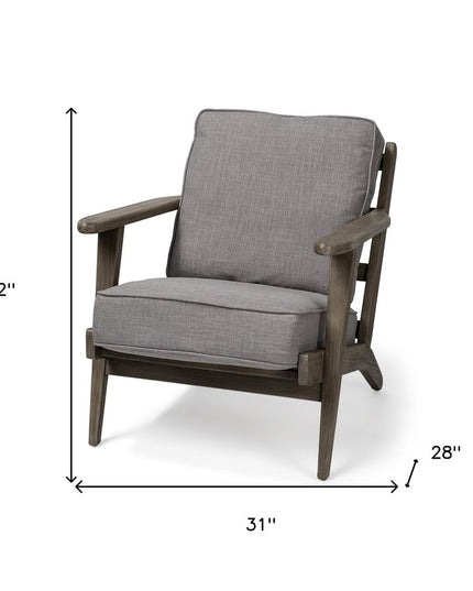 31" Gray and Brown Fabric Lounge Chair