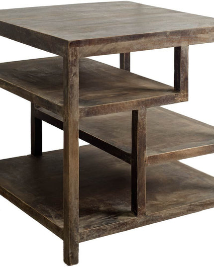 22" Brown Solid Wood Square End Table