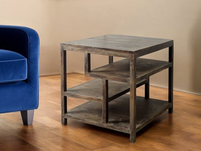 22" Brown Solid Wood Square End Table