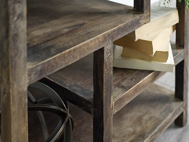 22" Brown Solid Wood Square End Table