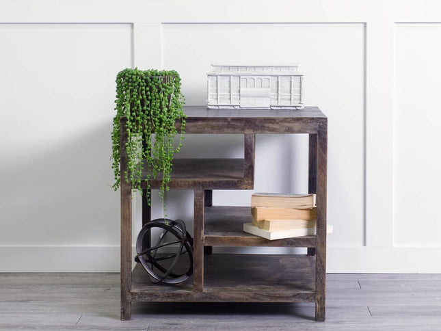 22" Brown Solid Wood Square End Table
